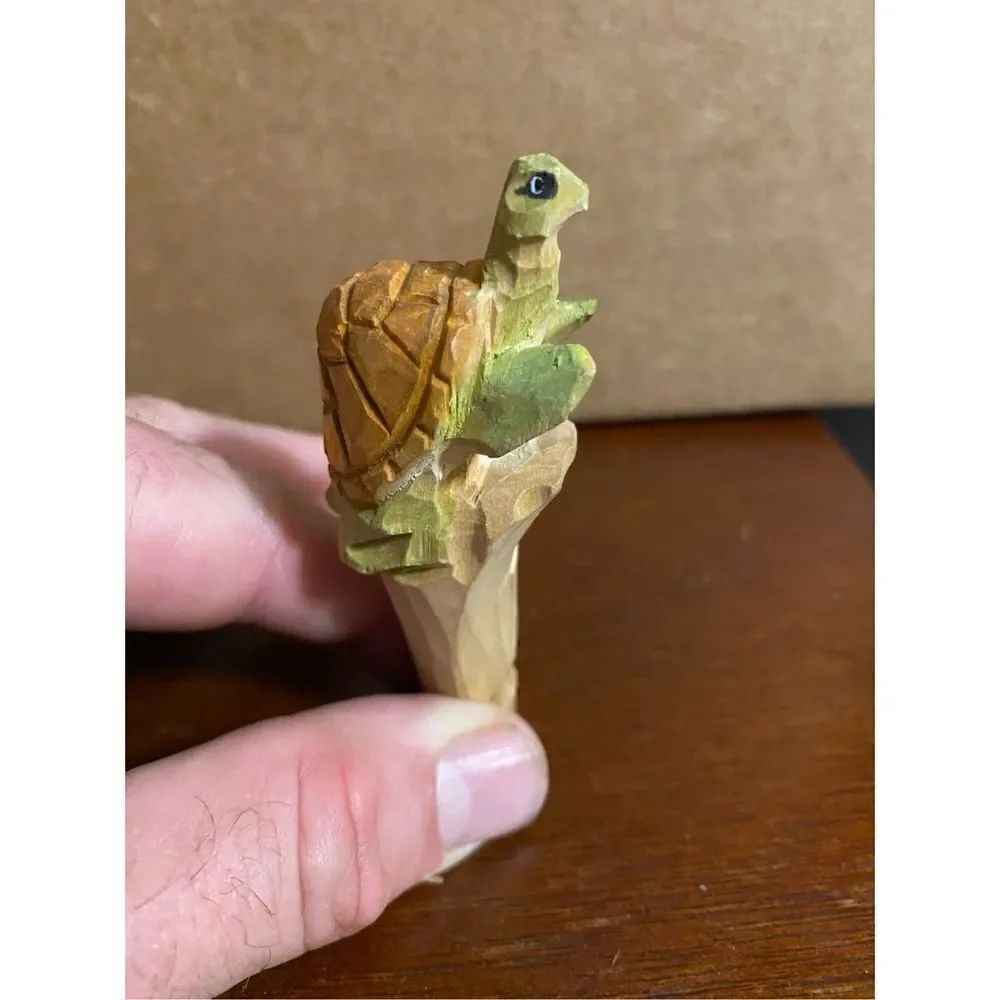 Hand carved wooden turtle whistle